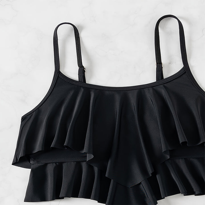 Damen Badeoberteil mit Rüschendesign und hochgeschnittener Bikinihose Drune