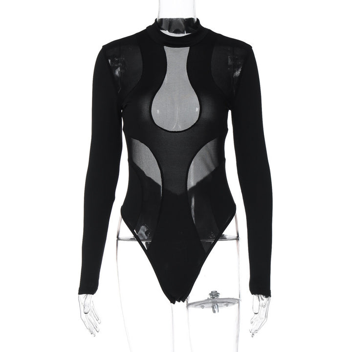 Damen Langarm-Body mit transparenten Einsätzen Drune