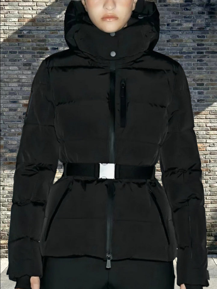 Damen winterliche Funktionsjacke mit hohem Kragen und elastischem Gürtel Drune
