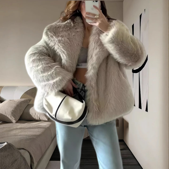 Damen kuschelige Pelzjacke Drune