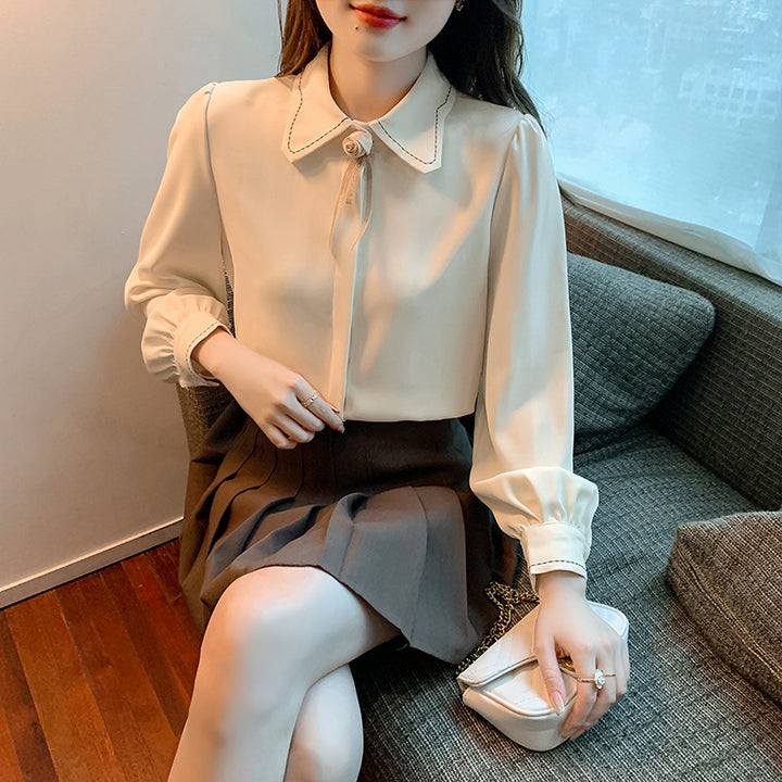 Damen Bluse mit eleganter Schleife und klassischem Kragenschnitt Drune