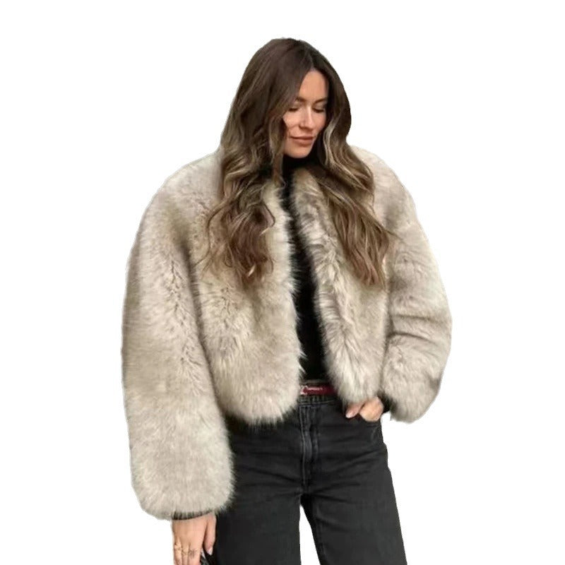 Damen Modische Plüschjacke Drune
