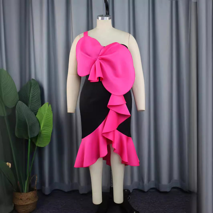 Damen Geschmeidiges Cocktailkleid mit dekorativer Schleifenapplikation Drune