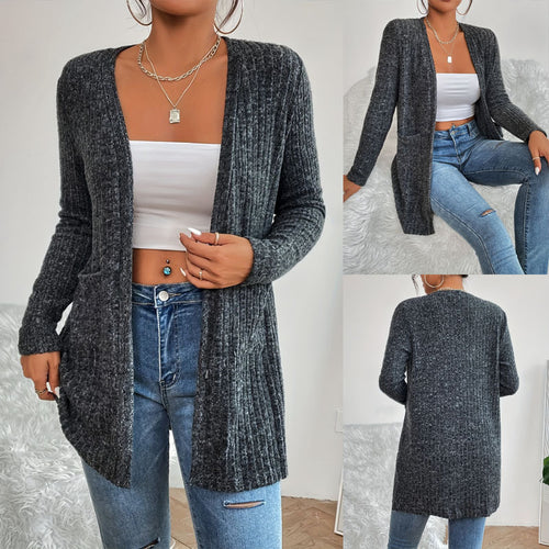Damen Strickjacke mit feiner Rippstruktur und praktischen Taschen Drune