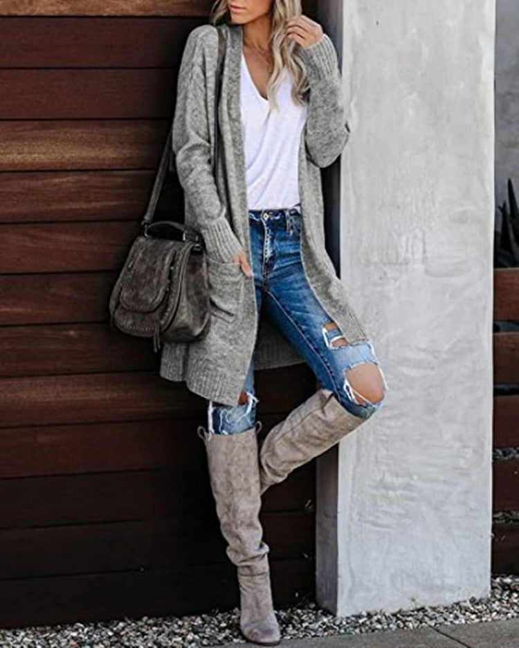 Damen Grobstrick-Cardigan mit lässigem Schnitt und praktischen Taschen Drune