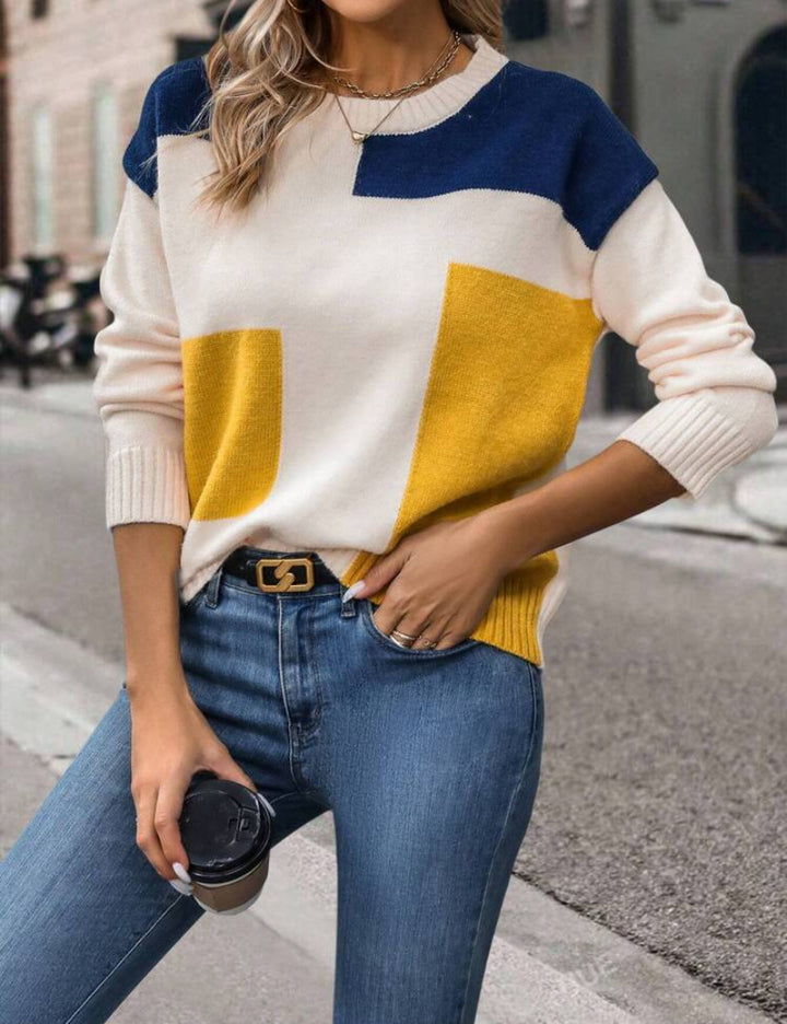 Damen modischer Pullover mit geometrischem Muster und stylischem Schnitt Drune