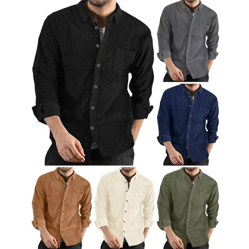 Herren Cordhemd mit button-down Kragen und Brusttasche Drune
