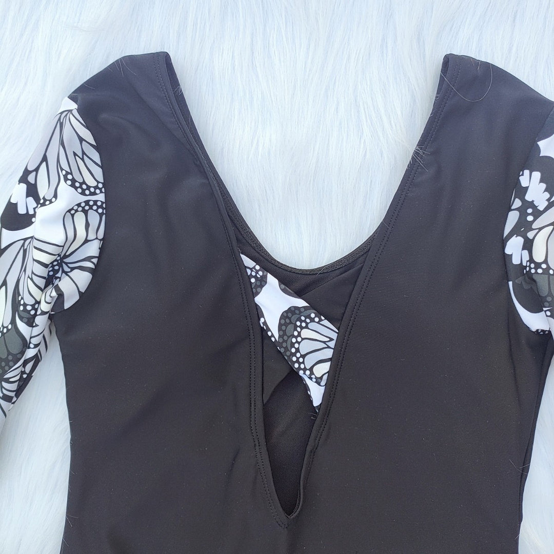 Damen Langarm Badeanzug mit modischem Schmetterlingsdesign Drune