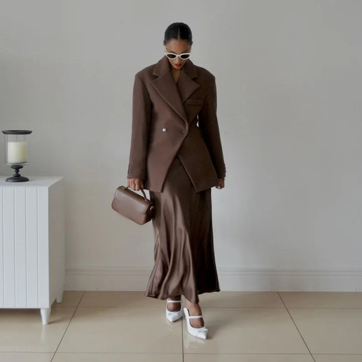 Damen eleganter, doppelreihiger Blazer mit klassischem Revers Drune