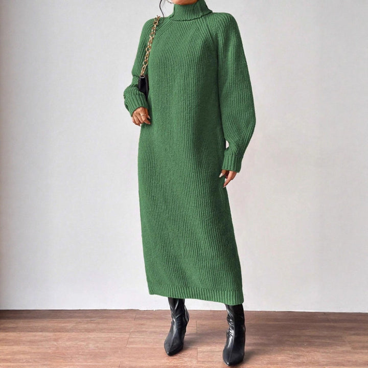 Damen modisches Strickkleid mit hochgeschlossenem Kragen und weitem Schnitt Drune