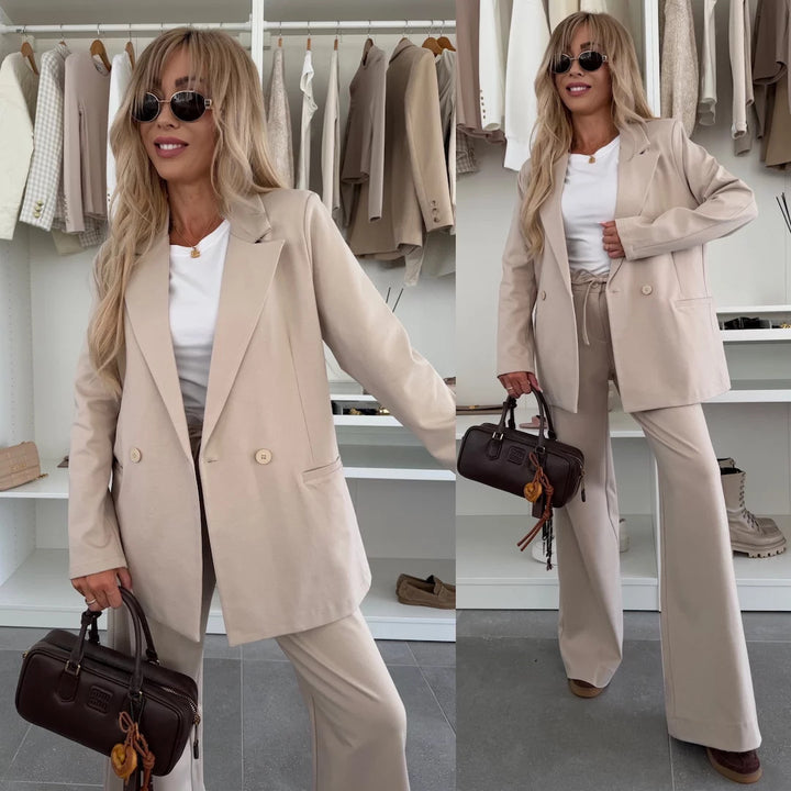 Damen elegantes und modisches Blazer-Set mit weitem Hosen Drune