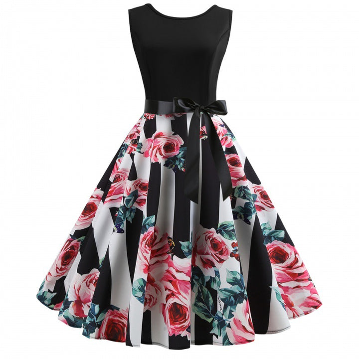 Damen Swingkleid mit floralem Design und taillierter Silhouette Drune
