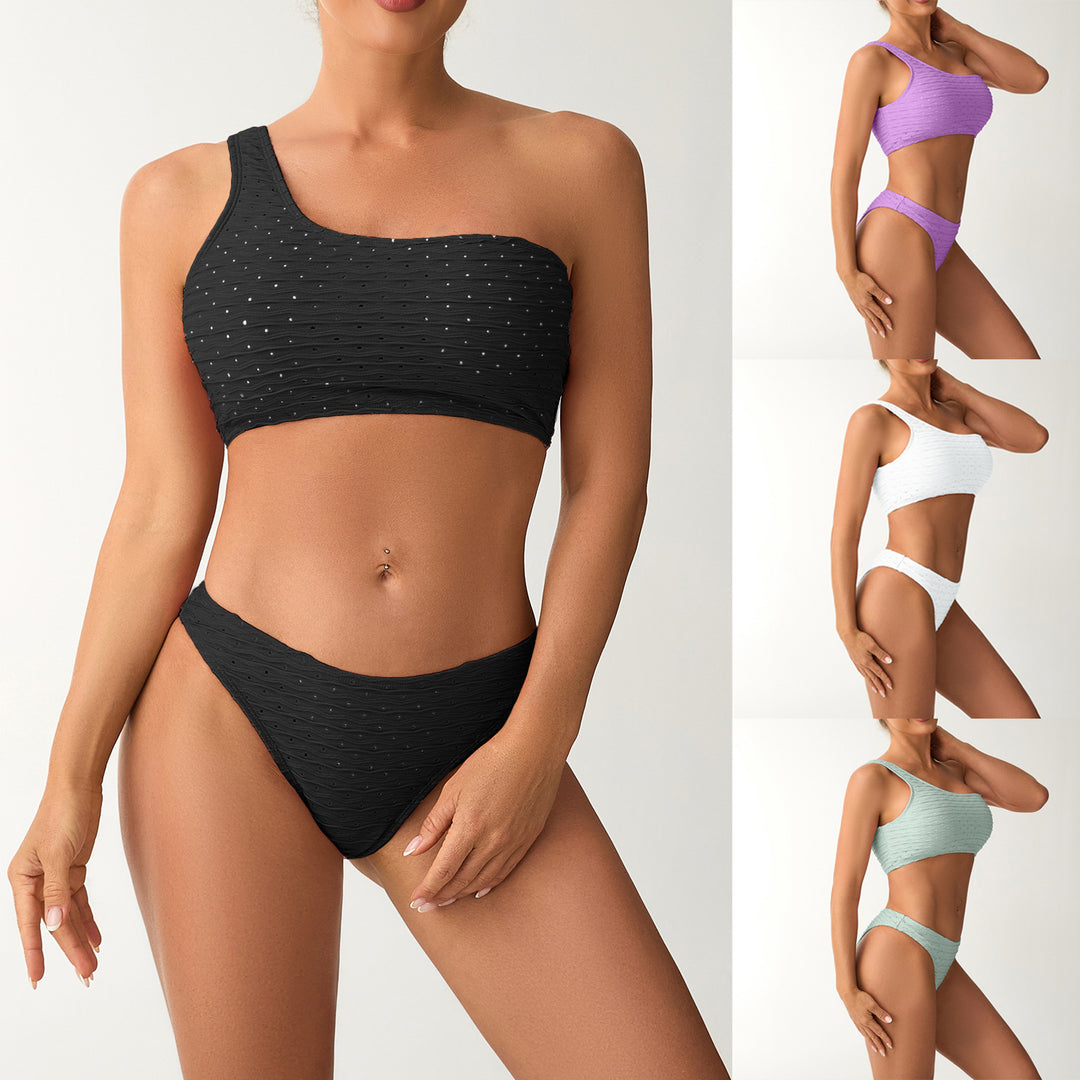 Damen Einseitiger Bandeau-Bikini mit strukturierter Oberfläche Drune