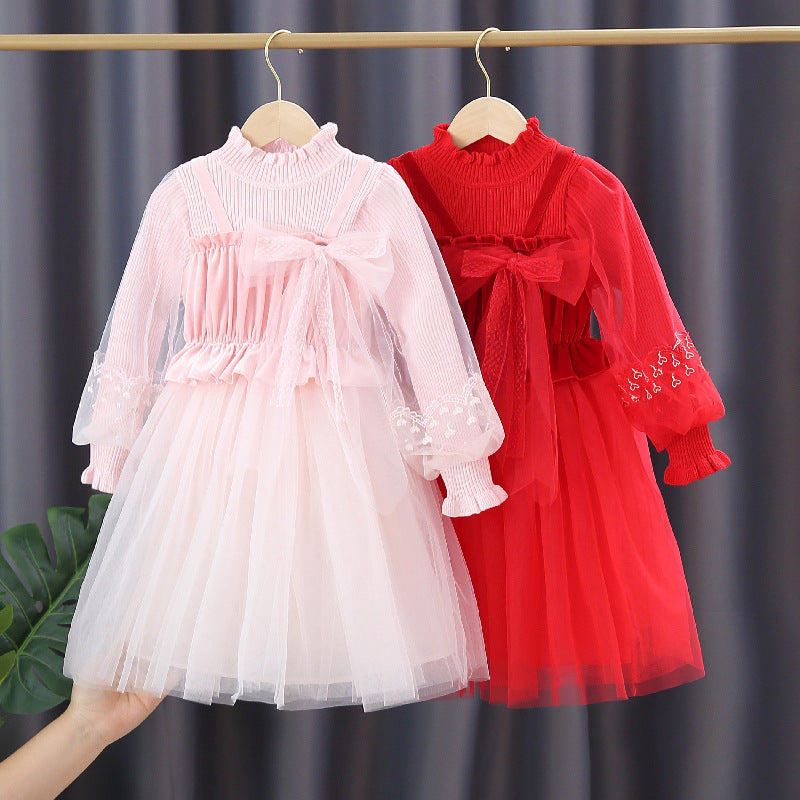 Mädchen festliches Tüllkleid mit Spitzen-Details Drune
