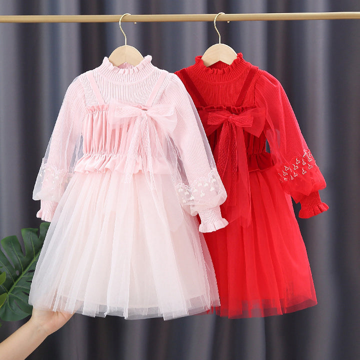 Mädchen festliches Tüllkleid mit Spitzen-Details Drune