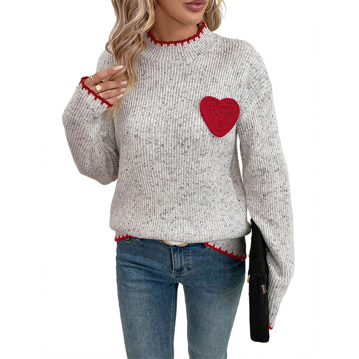 Damen Strickpullover mit Herzapplikation und dekorativem Saum Drune
