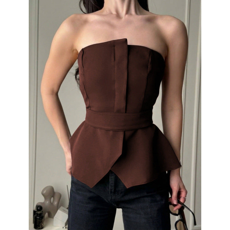 Damen Tailliertes Oberteil mit strukturiertem Design und schicker Rüsche Drune