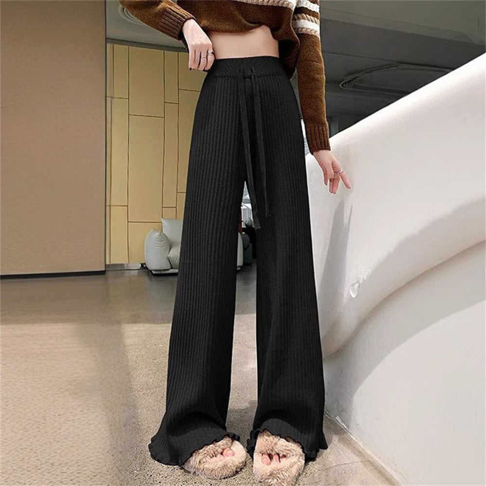 Damen Fließende Strickhose mit weichem Material und elegantem Saum Drune