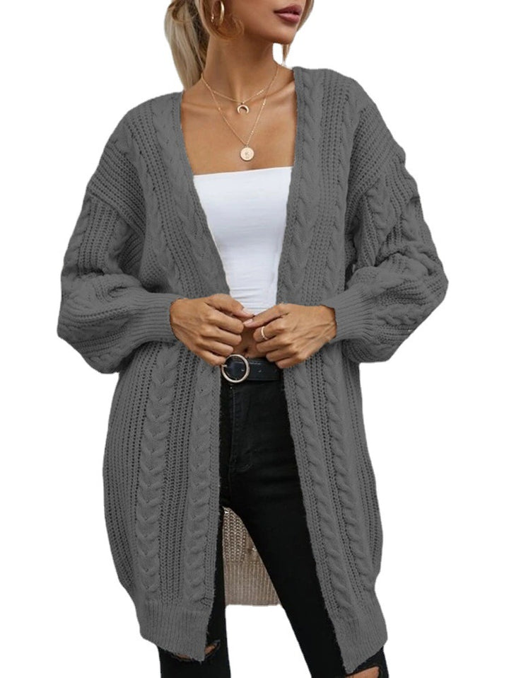 Damen Grobstrick-Cardigan mit dekorativem Zopfmuster und lässigem Schnitt Drune
