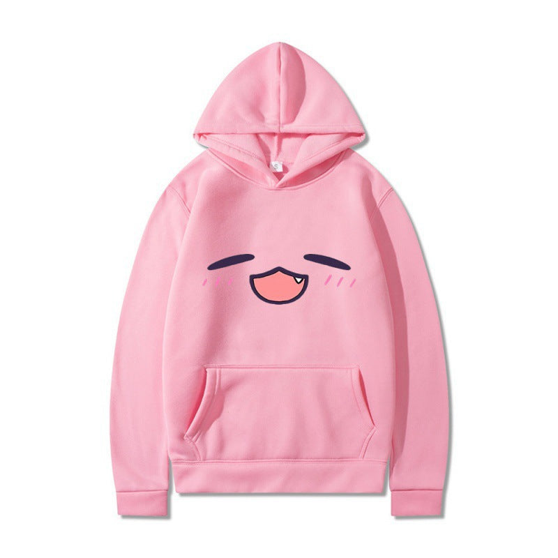 Damen Kapuzenpullover mit fröhlichem Cartoon-Gesicht und bequemer Passform Drune