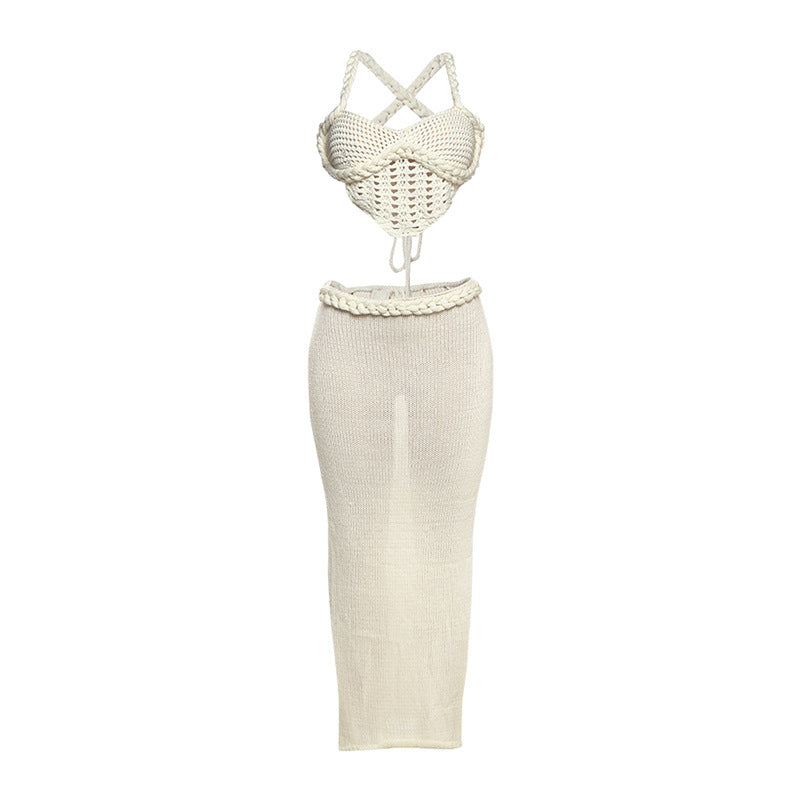 Damen Strickoberteil und Maxi-Rock Set Drune