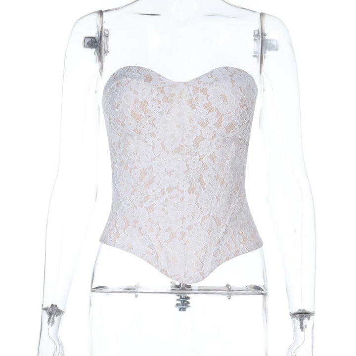 Damen Spitzen-Bustier-Corsage mit Herz-Ausschnitt Drune