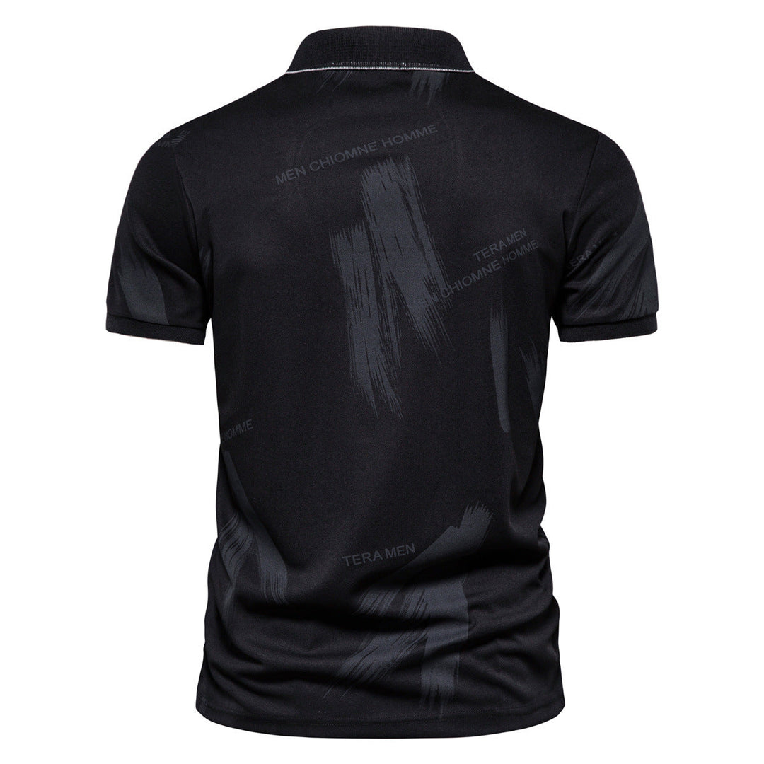 Herren Polo-Shirt mit modernem Grafikdesign und atmungsaktiver Baumwollmischung Drune