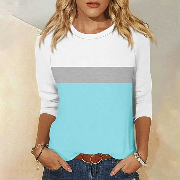 Damen Freizeit-T-Shirt mit modischem Farbblockdesign Drune