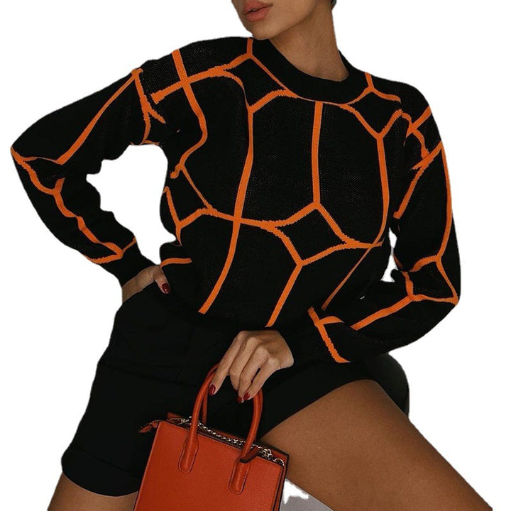 Damen Modischer Strickpullover mit geometrischem Grafikdesign und hohem Komfort Drune