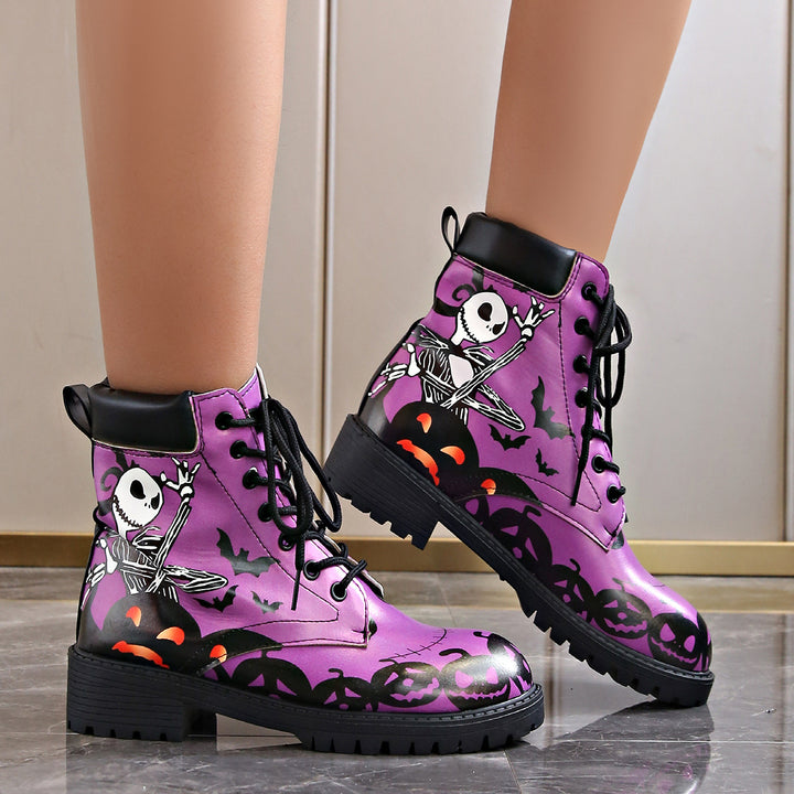 Damen Halloween-Stiefel mit kreativen Motiven und rutschfester Sohle Drune