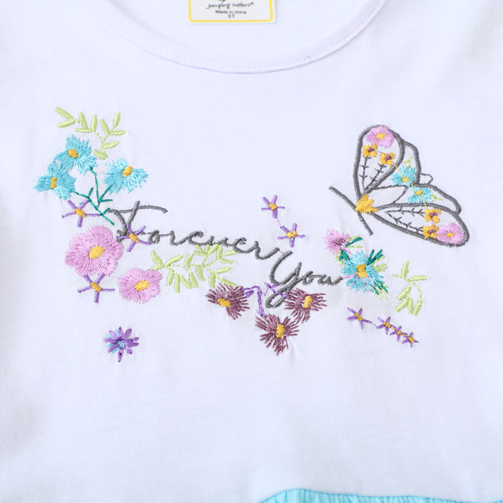 Mädchen Freizeitkleid mit bezaubernder Blumen- und Schmetterlingsstickerei Drune