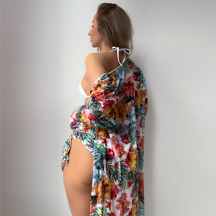 Damen Hochtaillierter Bikini mit floralem Cover-Up Drune
