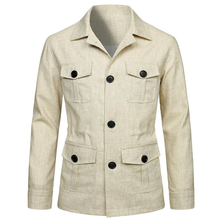 Herren nan Utility-Jacke aus Leinen mit vier aufgesetzten Taschen und taillierter Silhouette Drune