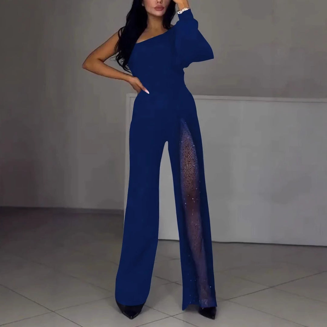 Damen eleganter Jumpsuit mit aufregenden Transparenz-Details Drune
