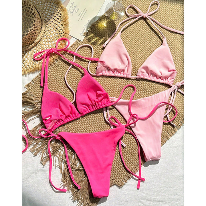 Damen Triangel-Bikini mit modischen Bindebändern Drune