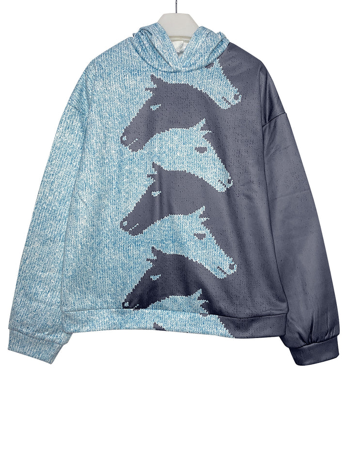 Damen Gemütlicher Hoodie mit Pferdemotiv Drune