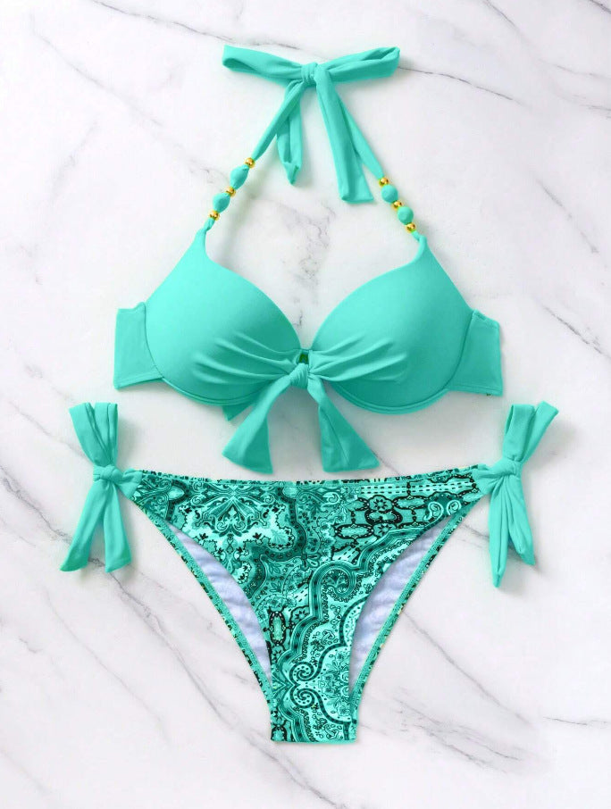 Damen Bikini-Set mit modischem Knoten und bunten Akzenten Drune