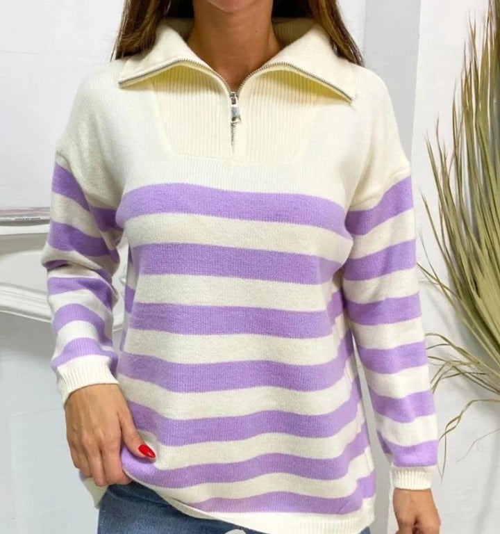 Damen Sweatshirt mit Stehkragen und Reißverschluss Drune