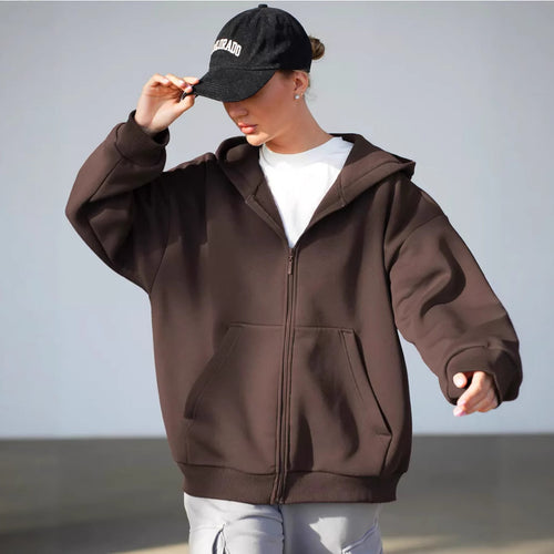 Damen Zip-Hoodie mit lässigem Schnitt und großen Taschen Drune