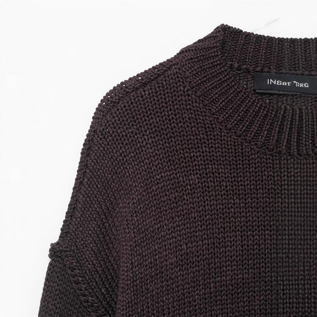 Damen lässiger Strickpullover mit weitem Schnitt und Oversized-Style Drune