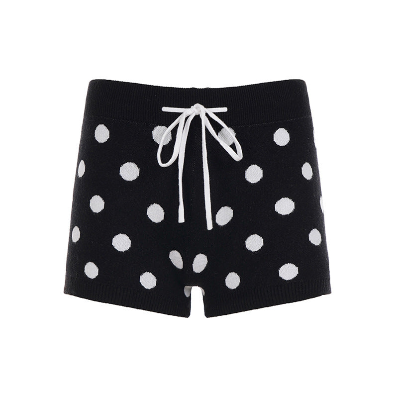 Damen Sportliche Kurze Hose mit gepunktetem Design und verstellbarem Bund Drune