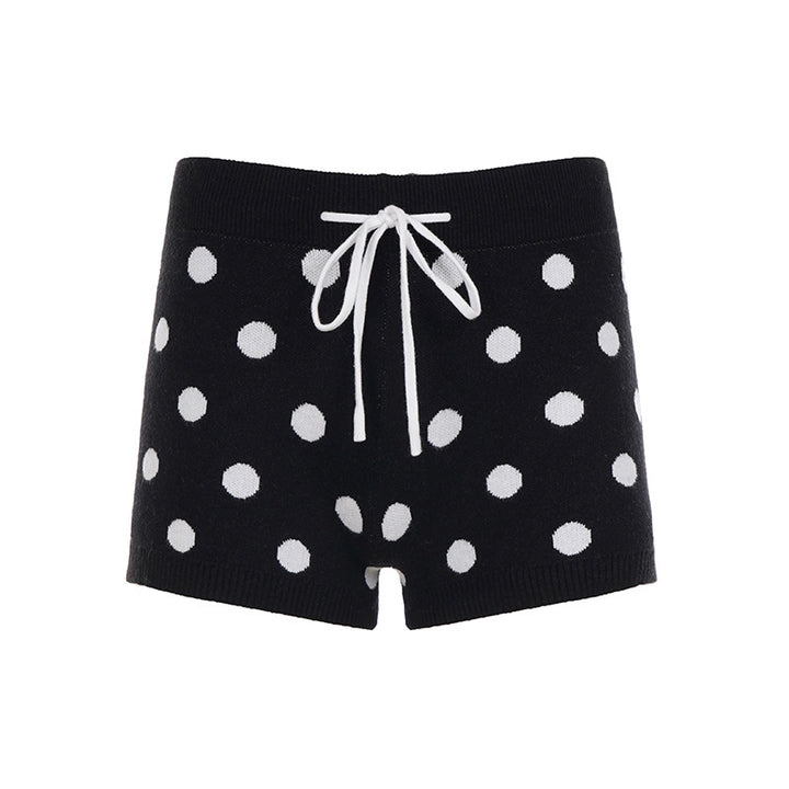 Damen Sportliche Kurze Hose mit gepunktetem Design und verstellbarem Bund Drune