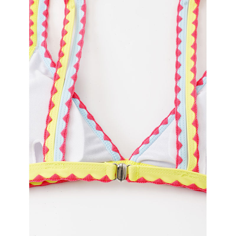 Damen Triangel-Bikinioberteil mit buntem Rüschenrand Drune