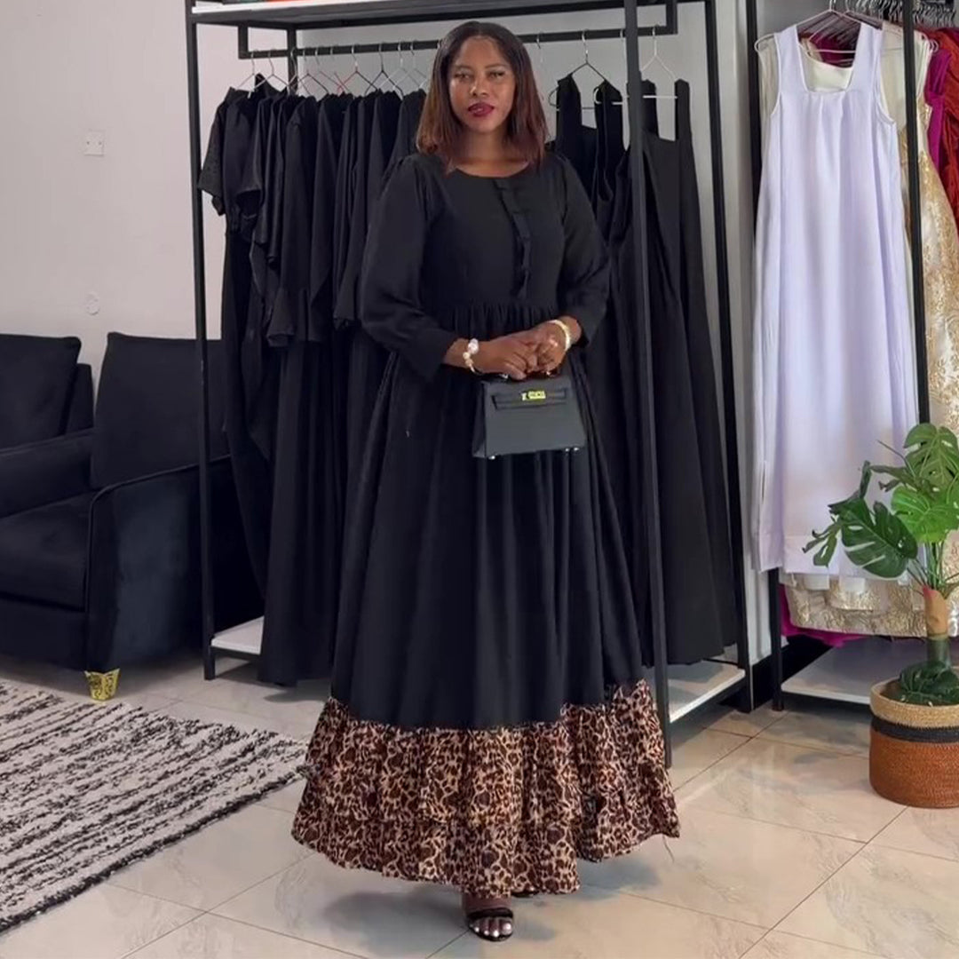 Damen Maxikleid mit schickem Rüschensaum und Knopfdetail Drune