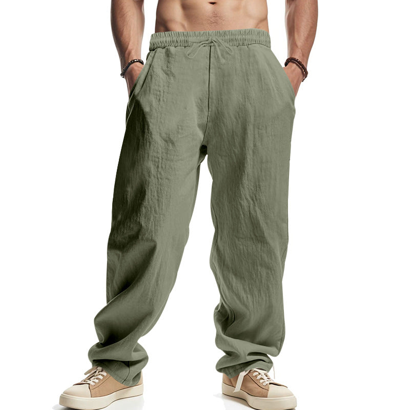 Herren lockere Sommer-Cargohose aus atmungsaktivem Material mit verstellbarem Kordelzug Drune
