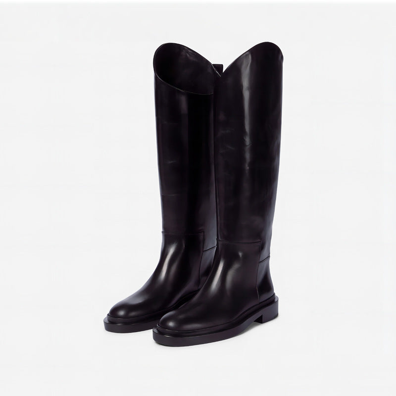 Damen Tall Leder Reitstiefel Drune