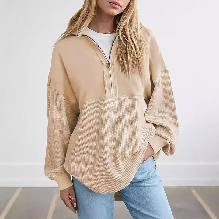 Damen Lässiger Sweatpullover mit hohem Kragen und strukturiertem Design Drune