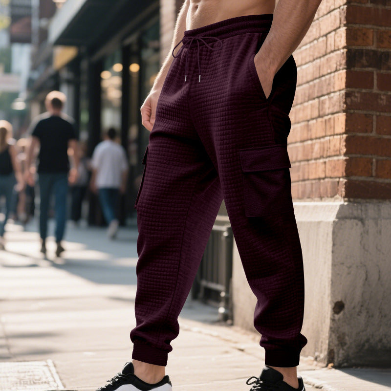 Herren nan gesteppte Thermo-Loungehose mit Funktionstaschen, Tunnelzug und elastischem Bündchen Drune