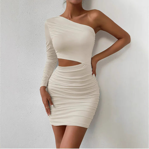 Damen figurbetontes Wickelkleid mit asymmetrischem Design und raffinierten Rüschendetails Drune