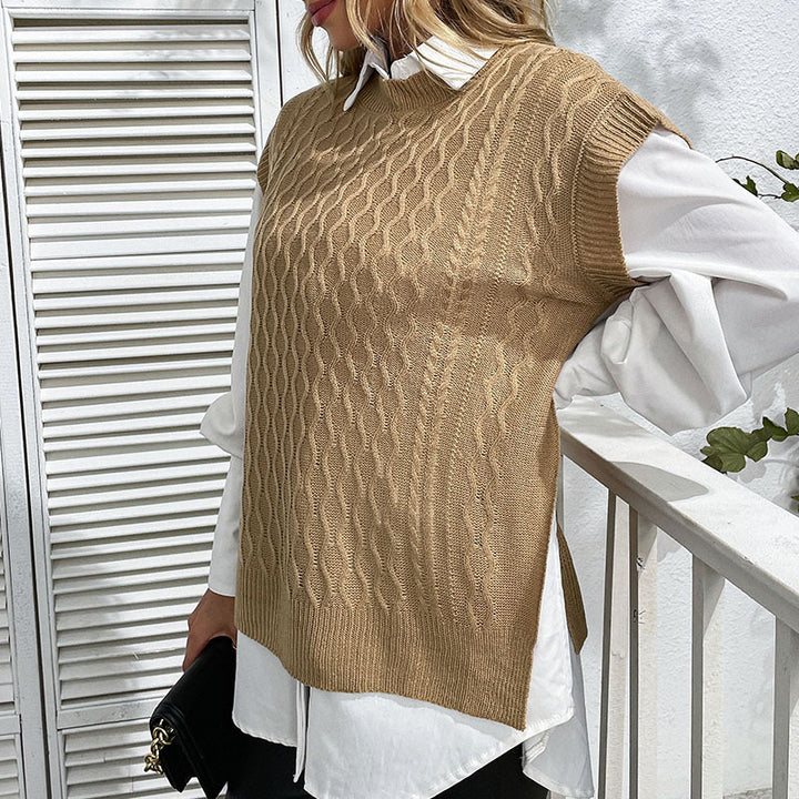 Damen Strickpullover mit hohem Kragen und offenem Schnitt Drune